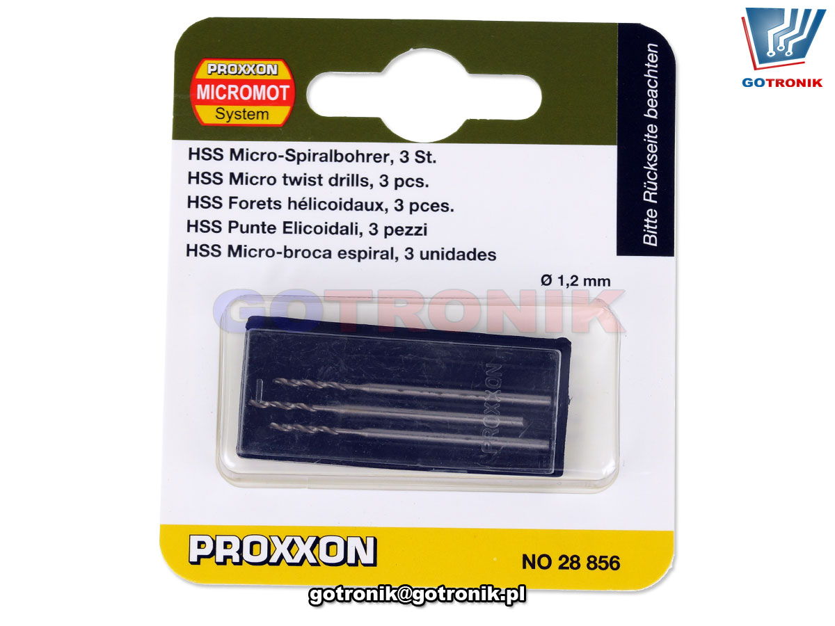 Proxxon 28 856 zestaw 3 sztuk wierteł HHS 1,2mm