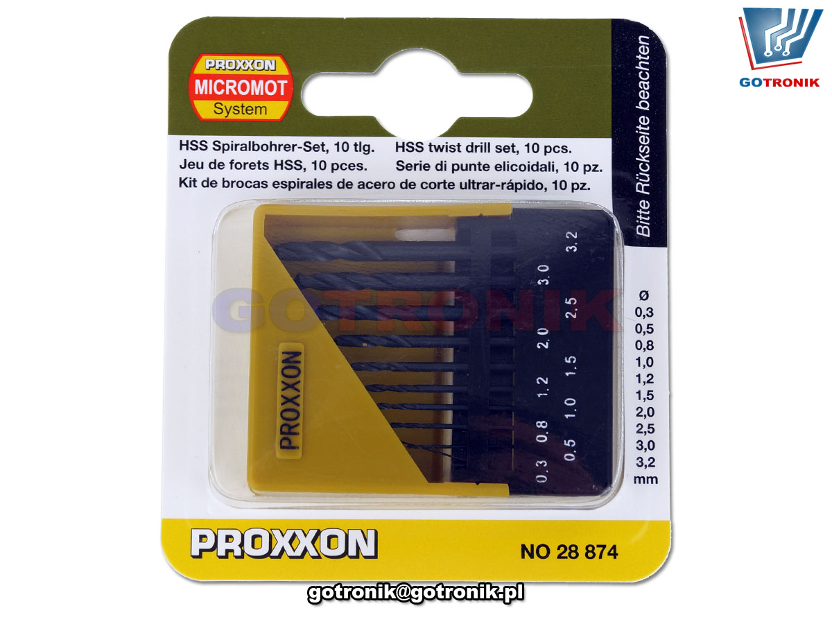 Proxxon 28 874 zestaw 10 sztuk wierteł HHS 0,3-3,2mm