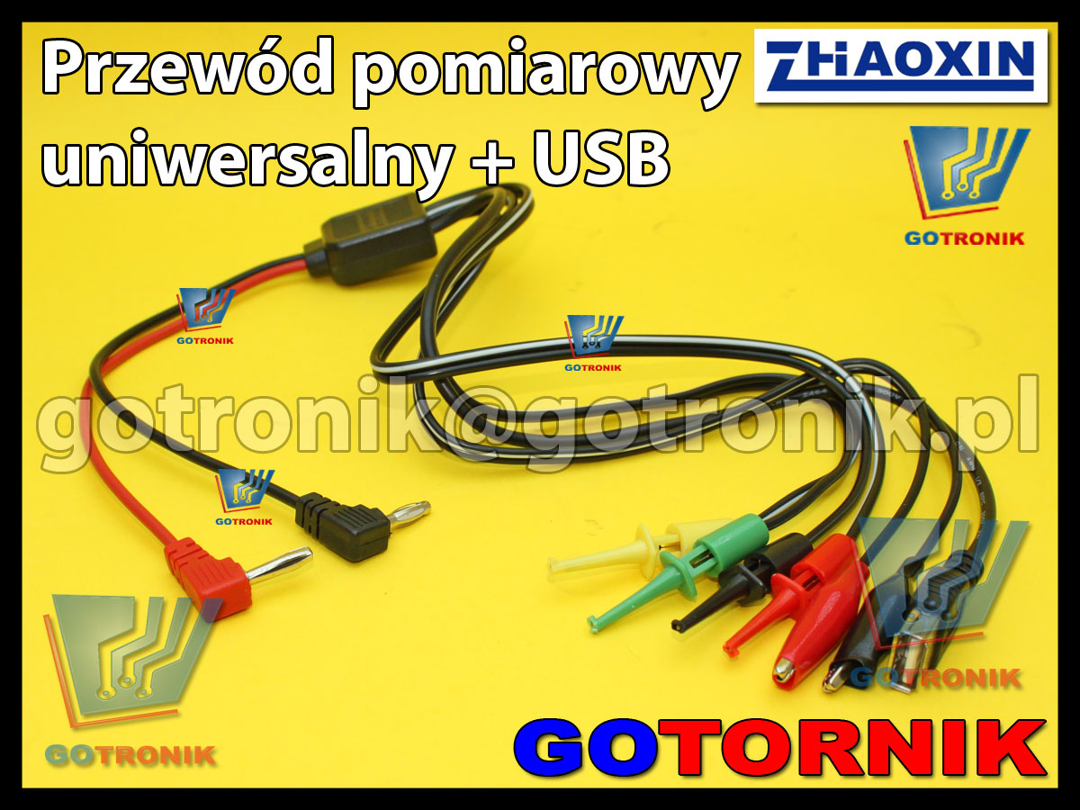 P-020 przewód kabel serwisowy do zasilania wtyk banan 4mm haczyk krokodyl gniazdo USB typ A