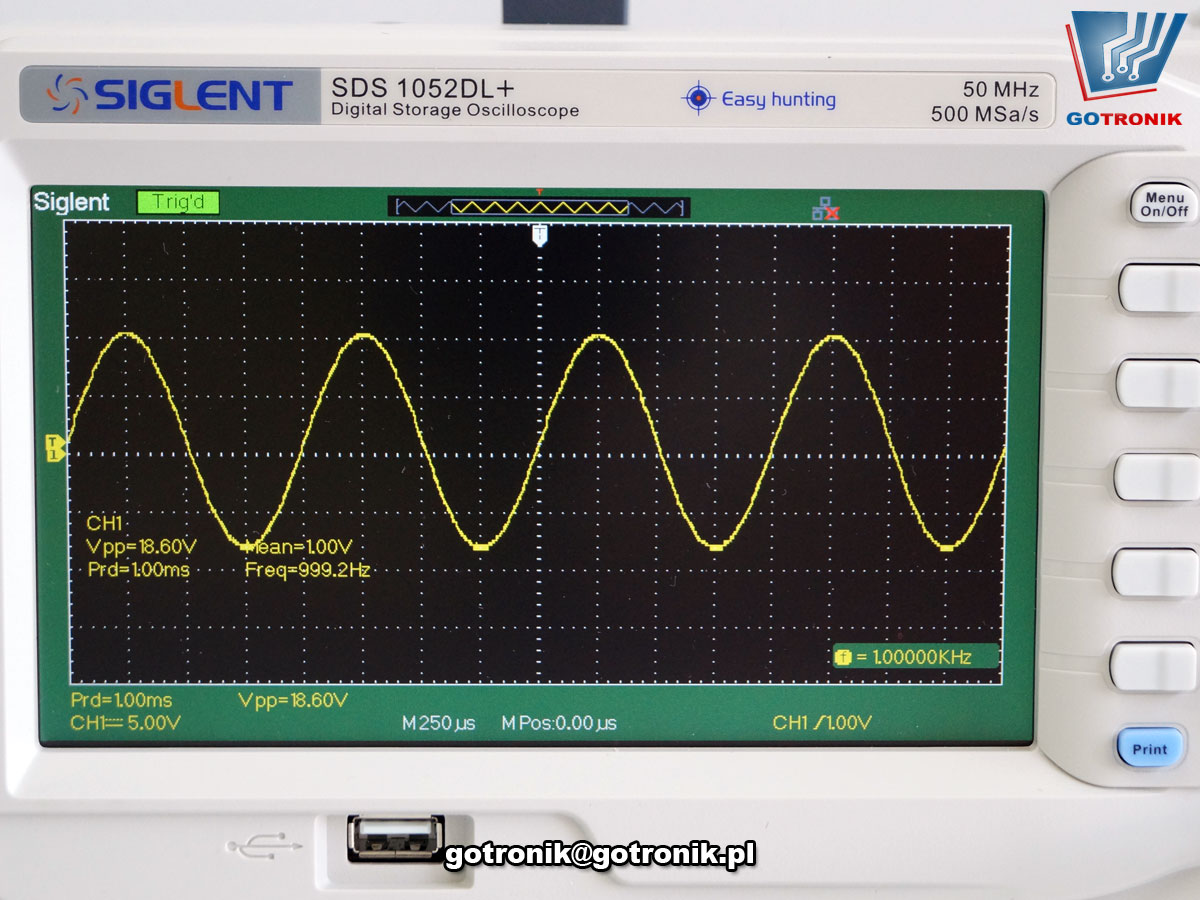 SDS1102CML+ oscyloskop cyfrowy dwukanałowy 100MHz Siglent uniwersalny LCD z kolorowym ekranem