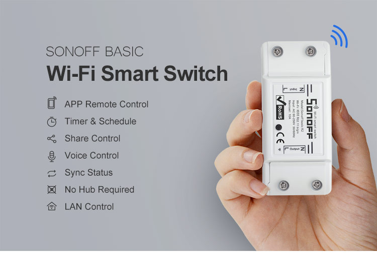 Sonoff Basic przełącznik sterowany z WiFi przekaźnik inteligentny itead