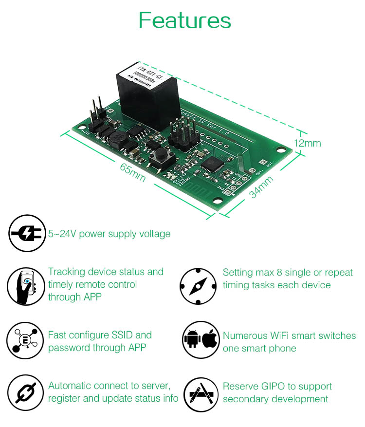 Sonoff SV przełącznik moduł z przekaźnikiem 5V 24Vdc IM160220004 ESP8266