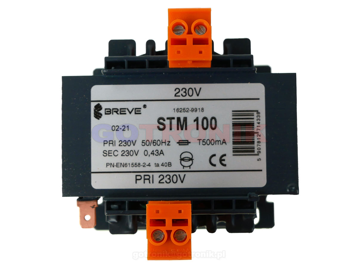 Transformator separacyjny 1:1 230V 230V STM100