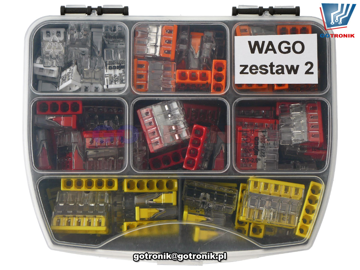 szybkozłączki WAGO zestaw 2 do łączenia przewodów typu drut w instalacjach elektrycznych 2273-202 2273-203 2273-204 2273-205