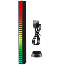 Wskaźnik wysterowania audio 32LED RGB kolumna zasilany poprzez USB-C czarny