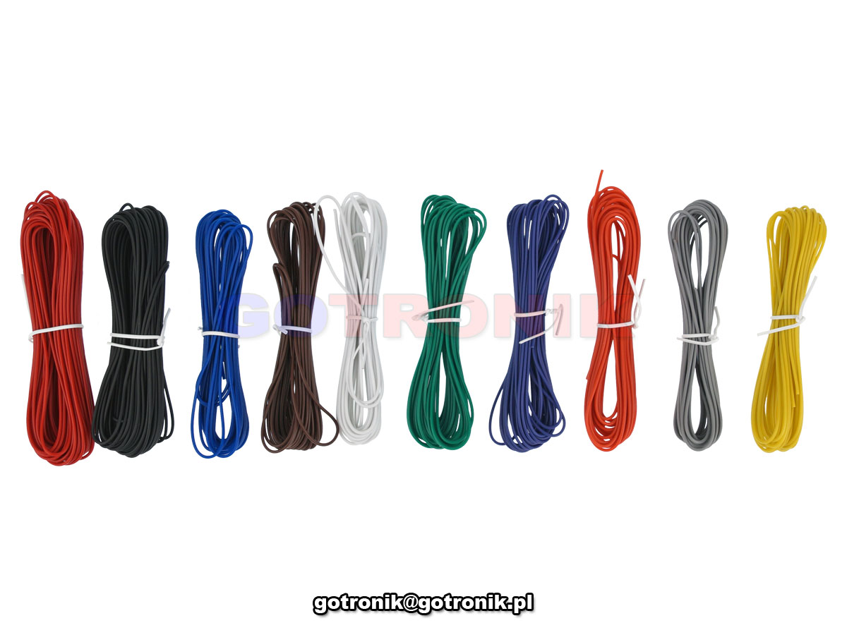 Zestaw kabli montażowych 10 kolorów 60 metrów drut pełny rdzeń przewodów kabelków jednożyłowych K/MOWM Velleman