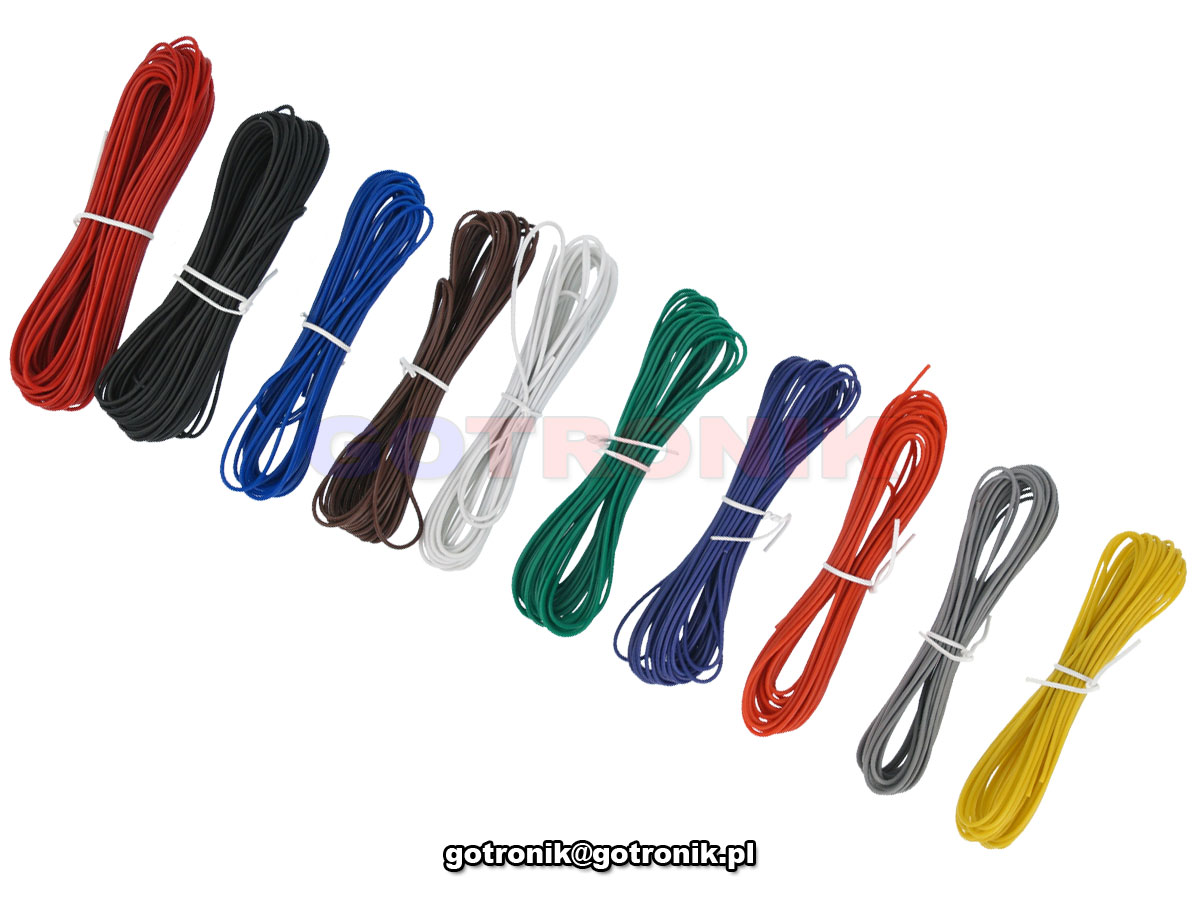 Zestaw kabli montażowych 10 kolorów 60 metrów linka przewodów kabelków jednożyłowych K/MOW Velleman